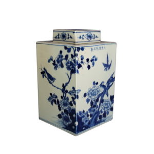 The Ming Garden Collection - Vierkante Porseleinen Pot Met Vogels