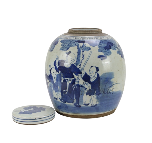 The Ming Garden Collection - Kleine Porseleinen Pot Met Chinese Mannetjes