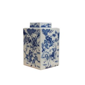 The Ming Garden Collection - Vierkante Porseleinen Pot Met Krijgers