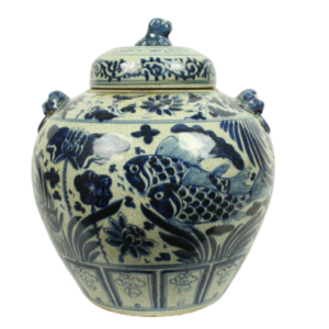 The Ming Garden Collection - Grote Porseleinen Pot Met Vissen