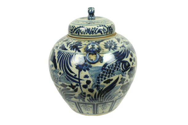 The Ming Garden Collection - Grote Porseleinen Pot Met Vissen