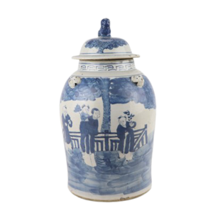 Grote Porseleinen Gemberpot Met Chinese Mensen - The Ming Garden Collection